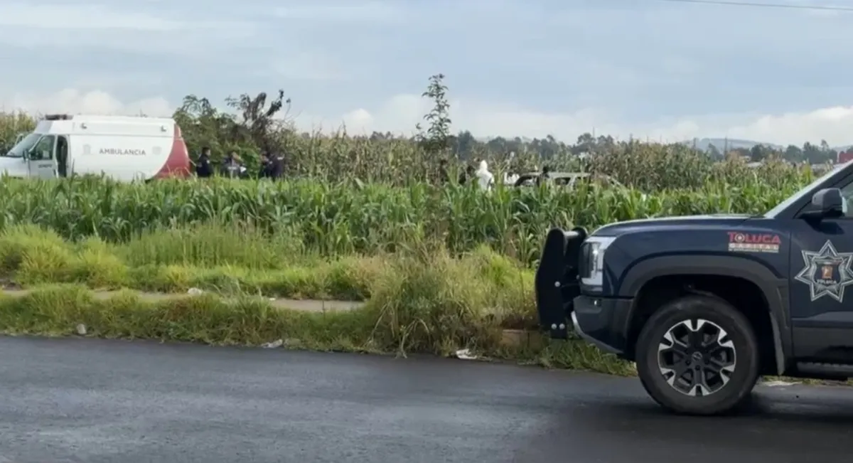 Encuentran auto totalmente calcinado en Cacalomacán, Toluca