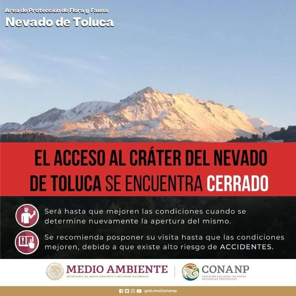 Nevado de Toluca permanece cerrado hasta nuevo aviso