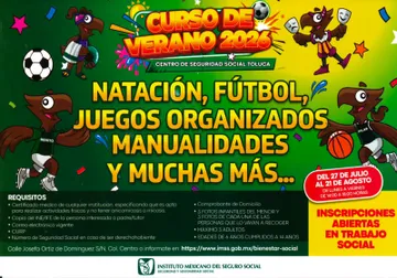 ¿Qué actividades tendrá el Curso de Verano 2026 del IMSS Toluca?