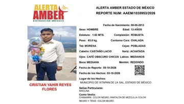 Alerta Amber: Se busca a Cristian Yahir Reyes Flores; desapareció en Ixtapan de la Sal