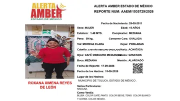 Alerta Amber: Se busca a Roxana Ximena Reyes de León, desaparecida en Toluca