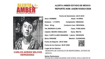 Alerta Amber: Se busca a Carlos Adrián Wilchis Hernández; desapareció en Coacalco