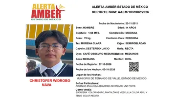 Alerta Amber: Se busca a Christofer Widrobo Nava, desaparecido en Tenango del Valle