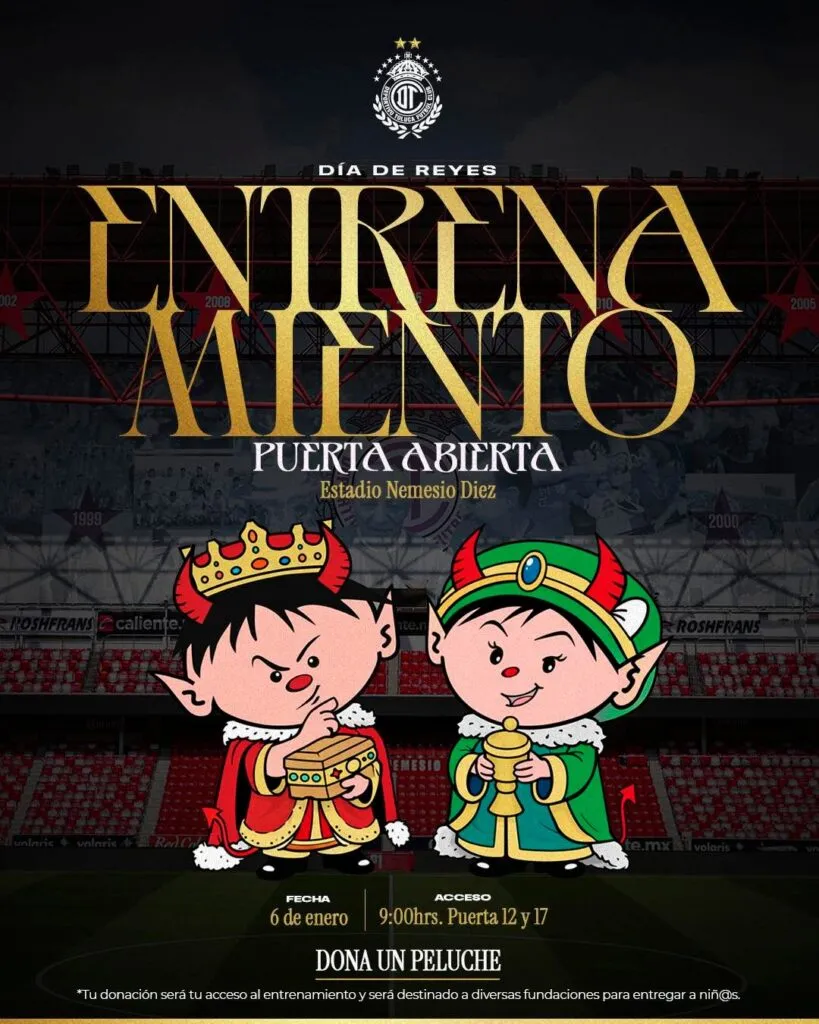 Toluca FC tendrá entrenamiento a puerta abierta por Día de Reyes
