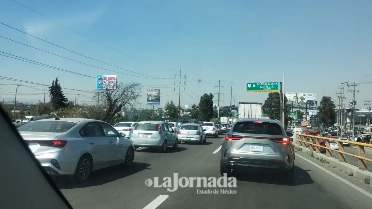 Tollocan colapsado por manifestación, hay tráfico lento hoy 6 de noviembre