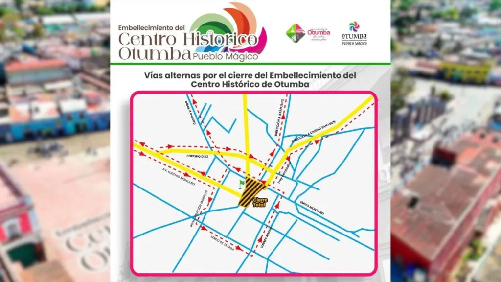 Cierran el Centro de Otumba por obras de embellecimiento urbano