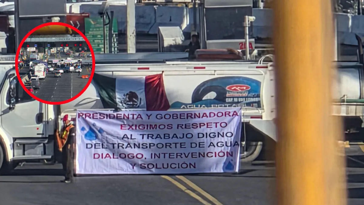 Protesta de choferes de pipas se mantiene en la caseta México–Querétaro