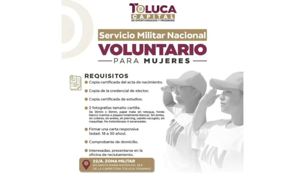 Toluca abre voluntariado a mujeres para el Servicio Militar Nacional