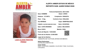 Alerta Amber: Se busca a Lian Alexis Rincón Pérez, desaparecido en Tultitlán