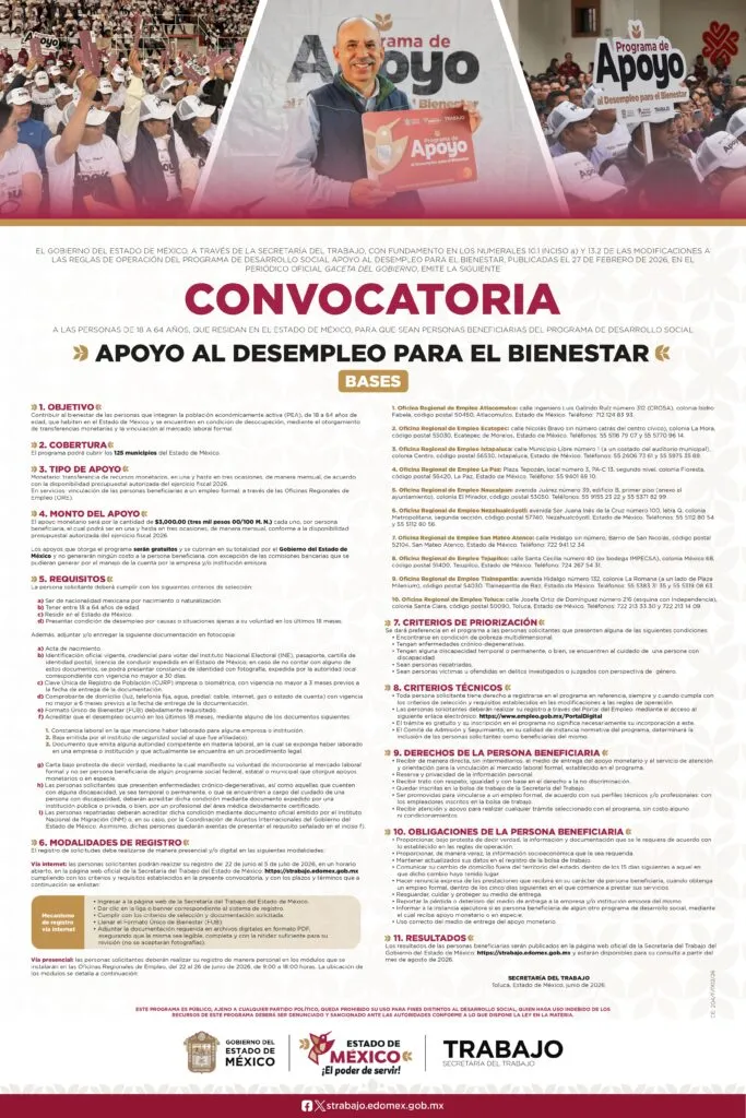 Apoyo al Desempleo para el Bienestar contempla entrega de 17 mil apoyos