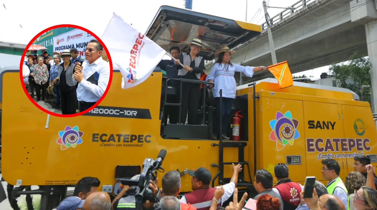 Vecinos apadrinan el arranque del tren de repavimentación en Ecatepec