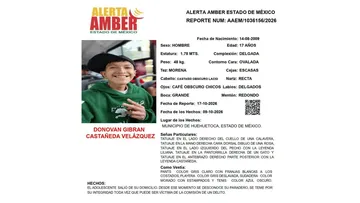 Alerta Amber: Se busca a Donovan Gibran Castañeda Velázquez, desaparecido en Huehuetoca