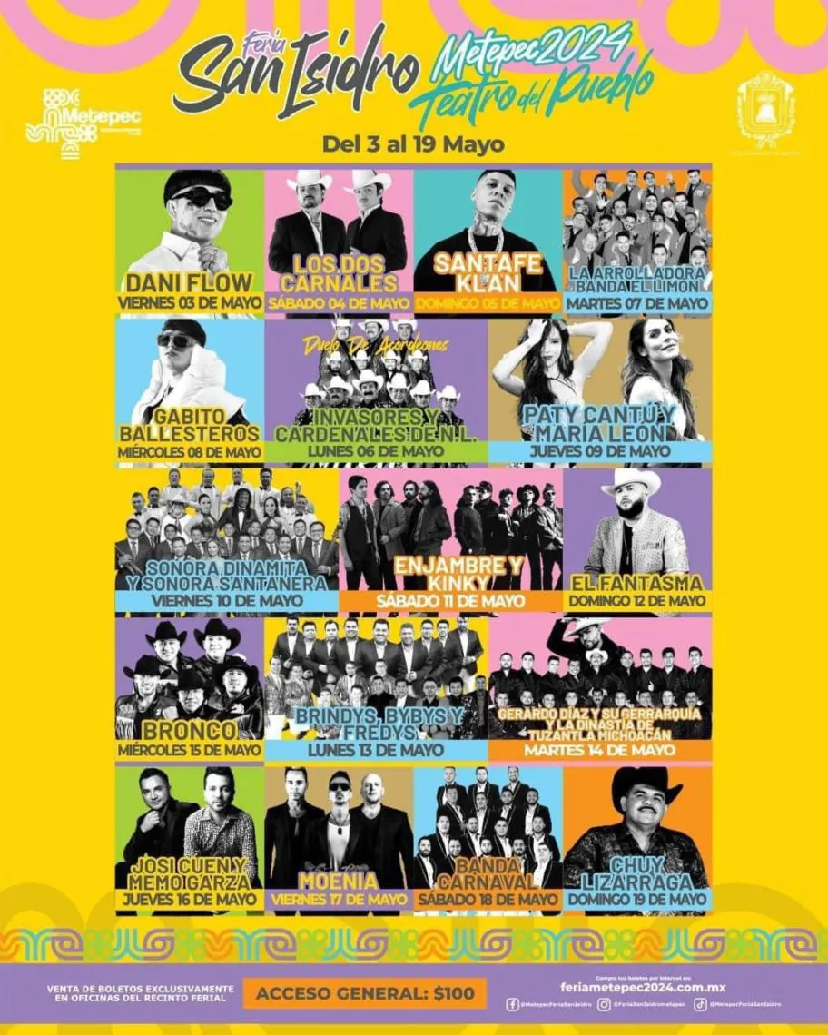 Metepec: Cartel de la Feria de San Isidro 2024 (costo)