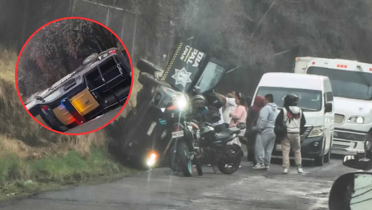 Alerta Vial en Naucalpan: Volcadura de patrulla en Los Arcos paraliza la circulación