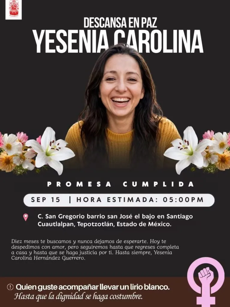 Exigen justicia para Yesenia Carolina, hallada sin vida tras 10 meses de búsqueda