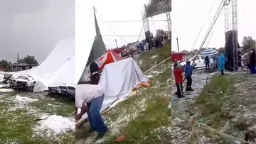 Invitados resultan lesionados tras desplome de enlonado en plena boda en Almoloya de Juárez [VIDEO]
