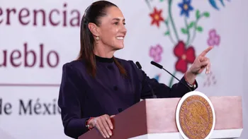 La presidenta Claudia Sheinbaum durante el anuncio de la reforma para cambiar la elección judicial.
