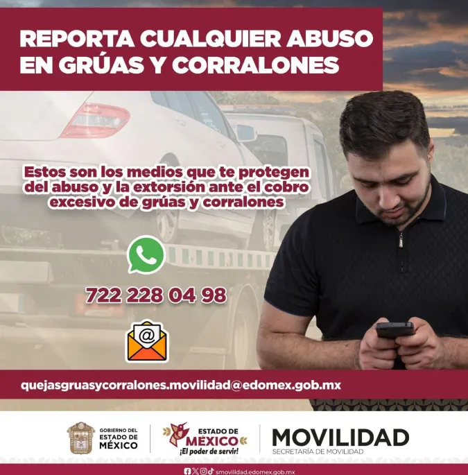¿Cómo reportar abusos de grúas por WhatsApp en el Edomex?