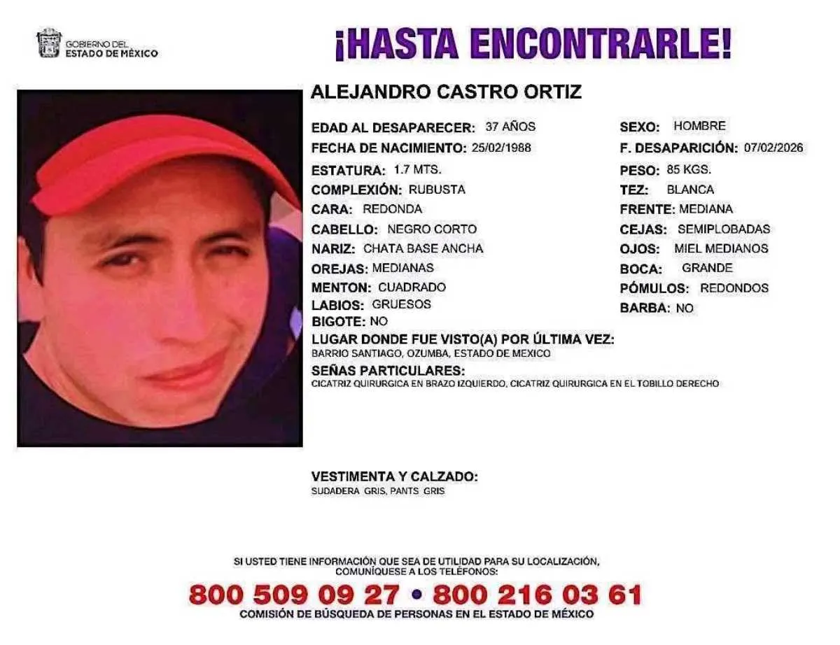 Confirman identidad de Alejandro Castro, joven desaparecido en Ozumba