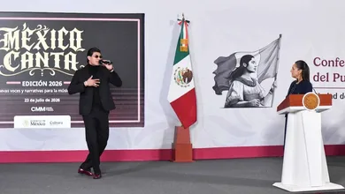 Sheinbaum presentó la segunda edición de México Canta, acompañada por El Bogueto y jóvenes participantes de Estados Unidos.