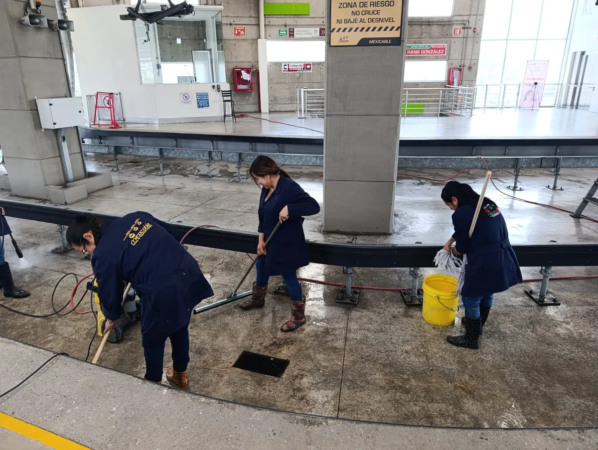 Realizan mantenimiento preventivo en la Línea 1 del Mexicable en Ecatepec