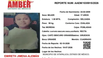 Alerta Amber: Se busca a Emireth Jimena Alemán Cruz, desapareció en Ixtapaluca