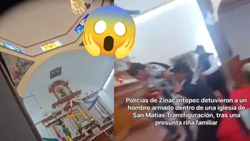 Policías aseguran a hombre armado dentro de iglesia en Zinacantepec [VIDEO]