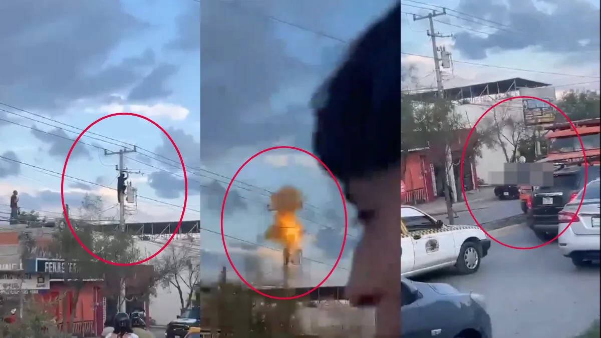 Patrulla policial en el lugar donde un presunto ladrón se electrocuta tras intentar escapar por un poste de alta tensión.