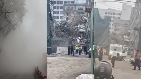 Colapsa edificio en San Antonio Abad durante demolición en la colonia Tránsito. Dos personas fueron rescatadas y tres más permanecen atrapadas.