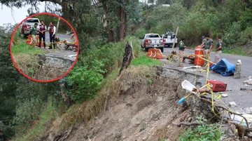 Gobierno de Huixquilucan atiende deslave en el camino al acueducto