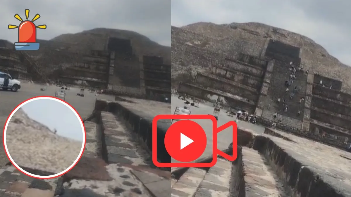 Nuevo VIDEO muestra intento de neutralización de agresor en la Pirámide de la Luna, Teotihuacán