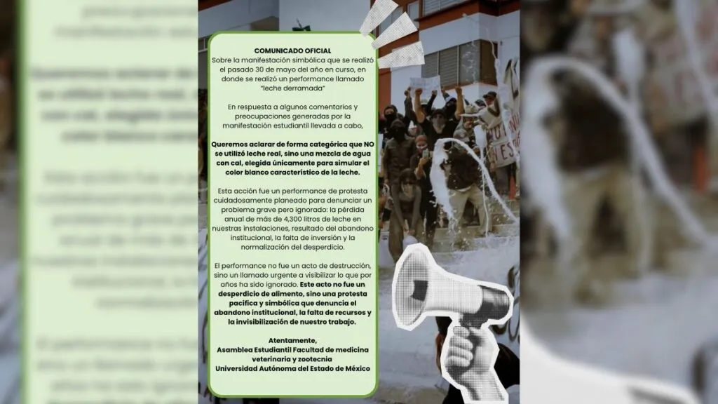 #Potrogate | Performance “Leche derramada” no fue con lácteo: Fac. de Veterinaria de la UAEMéx
