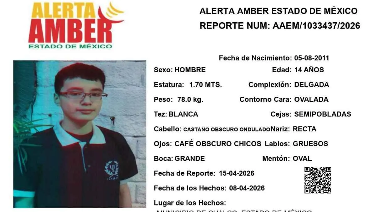 Alerta Amber: Se busca a Narciso Eliel Barbiaux Mendoza
