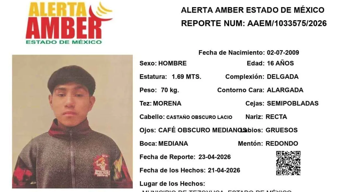 Alerta Amber: Se busca a Juan David Martínez de la Cruz; desapareció en Tezoyuca