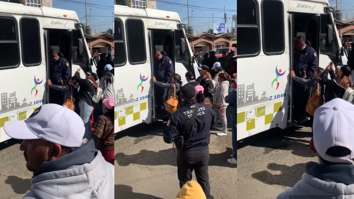 [VIDEO] Accidente entre autobús y taxi genera tensión en San Pablo Autopan