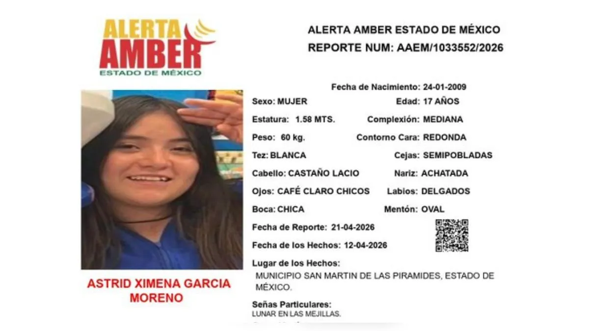 Alerta Amber: Se busca a Astrid Ximena García Moreno, desapareció en San Martín de las Pirámides
