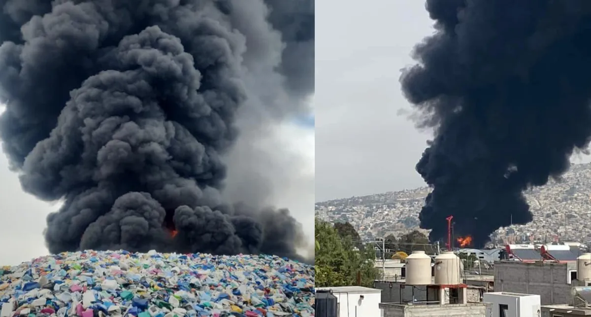 Valle de Chalco: Arde recicladora de PET