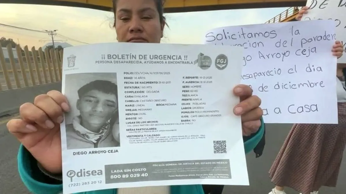 Familiares de Diego Arrollo exigen su localización en Valle de Chalco