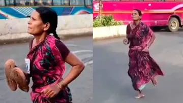 Madre corre descalza y gana carrera en India
