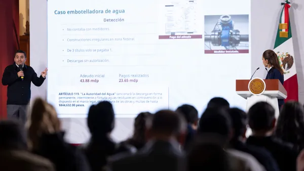 Claudia Sheinbaum presenta avances de la Ley de Aguas y acciones contra el uso irregular de concesiones en México.