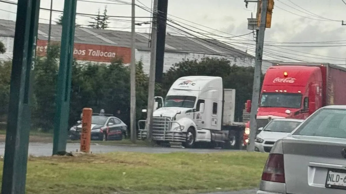 Tráiler se estampa contra poste en Alfredo del Mazo
