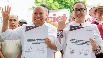 Azucena Cisneros y Raciel Pérez suman esfuerzos en temas de seguridad y agua potable