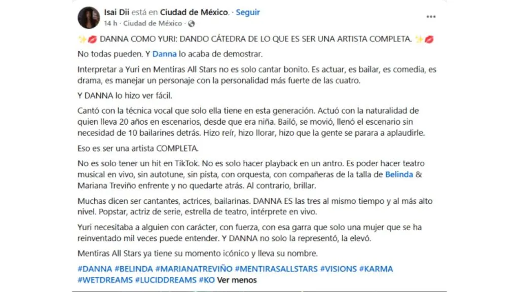 Belinda, Danna y Mariana Treviño son elogiadas tras participar en Mentiras All Stars