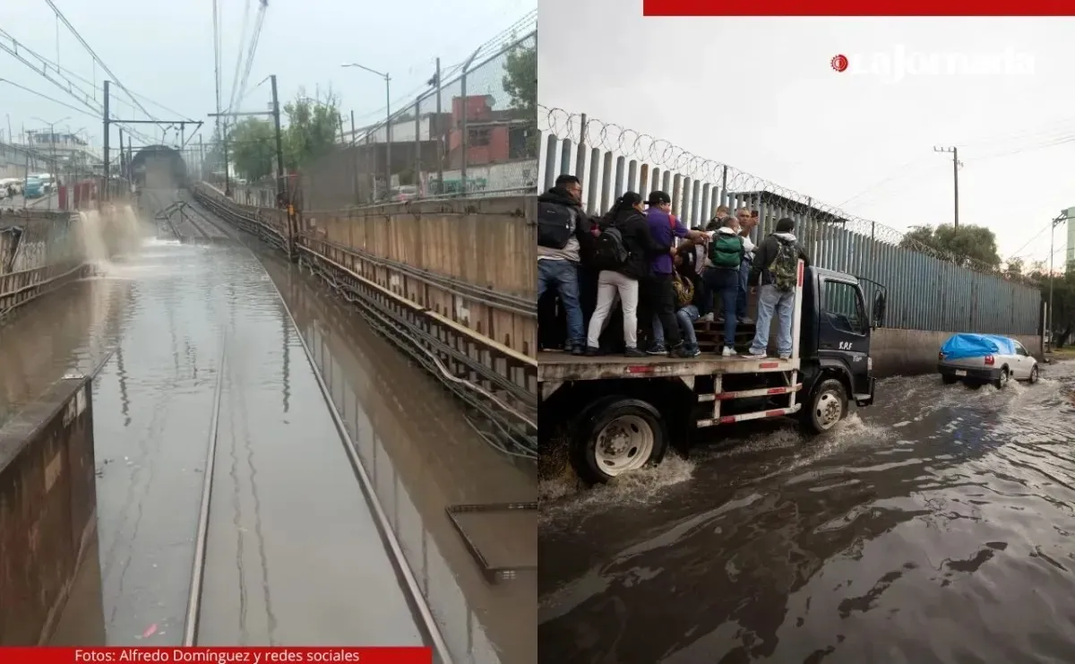 El caos se apoderó de los usuarios, quienes bajo la intensa lluvia buscaron transporte alterno.