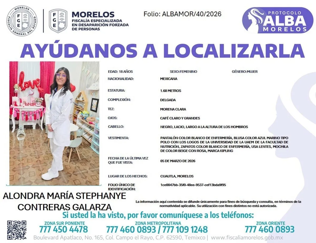 ¡Alerta UAEM! Reportan una tercer estudiante desaparecida
