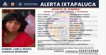 Desaparece Camila Renata González Mohedano de Ixtapaluca