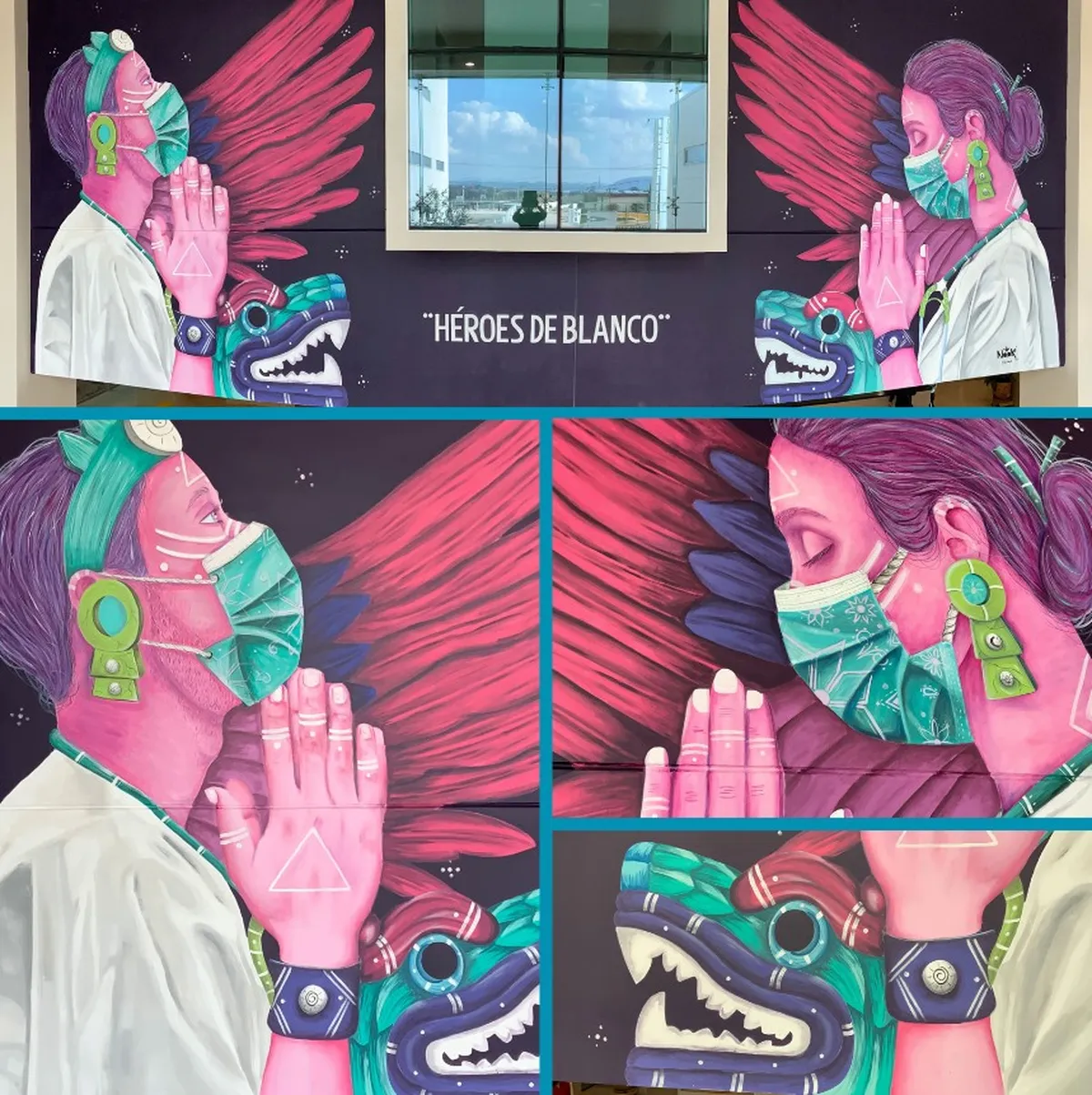 Plasma mural “Héroes de Blanco” en hospital de Atlacomulco