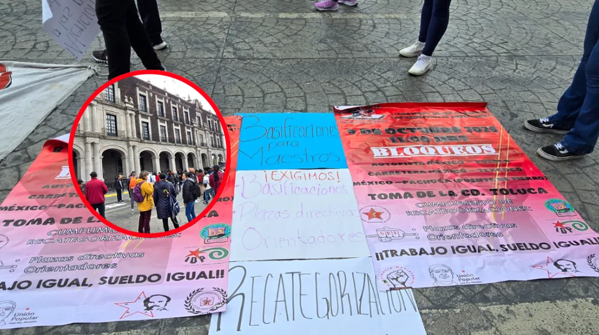 CNTE se manifiesta frente a Palacio de Gobierno en Toluca