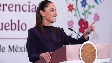 La presidenta Claudia Sheinbaum durante el anuncio de la reforma para cambiar la elección judicial.