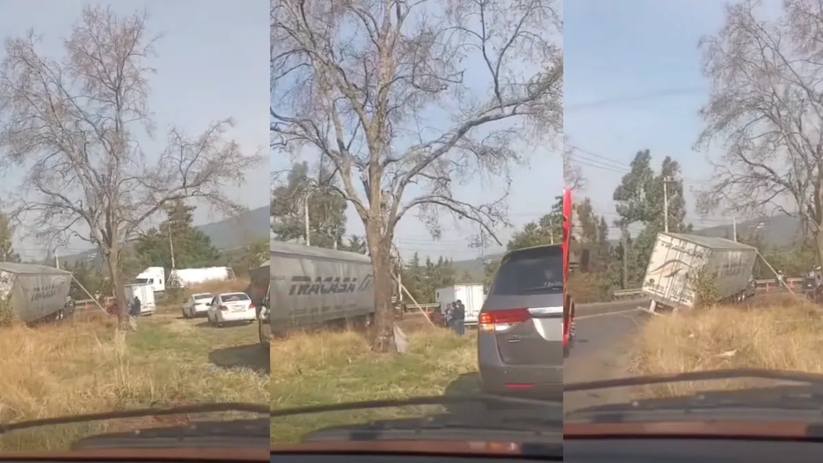 Tráiler ladeado provoca tráfico en la Tenango-Tenancingo [VIDEO]